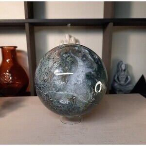 High-Grade 2.5 LB Druzy Moss Agate Crystal Sphere